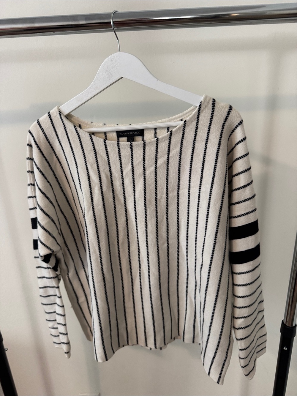 Banana Republic Cream Sweater with Black Stripes
